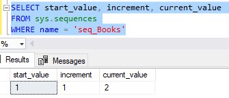 sql server sequence object sys sequences table