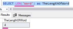SQL Server LEN example