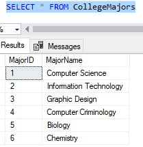 SQL Server disable foreign key constraint CollegeMajors table