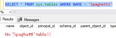 SQL Server drop if exists no spaghetti table