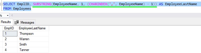 SQL Server string function using SUBSTRING and CHARINDEX together