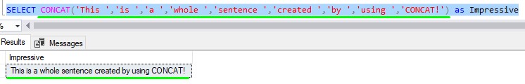 SQL Server string functions CONCAT