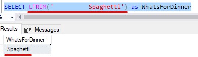 SQL Server string functions no leading spaces