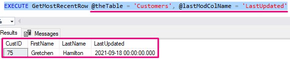 dynamic SQL within a stored procedure