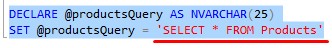 dynamic sql query against products table