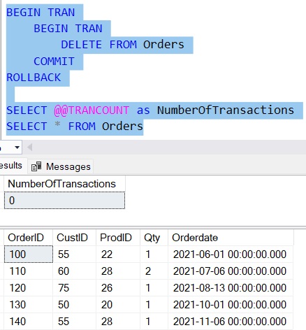 SQL Server nested transactions orders intact