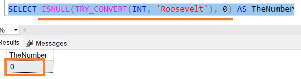 SQL Server try_convert using ISNULL