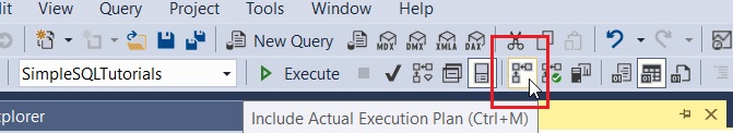 SQL Server filtered index execution plan button