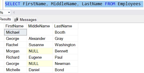 SQL Server ISNULL Names