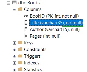 SQL Server modify column to NOT NULL Title column obj explorer