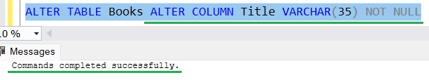SQL Server modify column to NOT NULL Title column