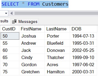 SQL Server calculate age Customers table