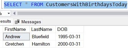 SQL Server calculate age querying View