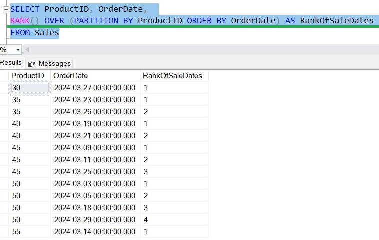 SQL Server window clause query without a window clause
